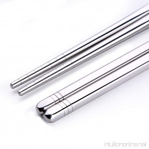 Happy Lily High-grade Stainless Steel Chopsticks with scald-proof Hollow Design Non-slip Stripe - Gift Set For Chinese Food/Hot Pot/Japanese Cuisine/Sushi Reusable 5 Pairs - B01MS3EJ1P